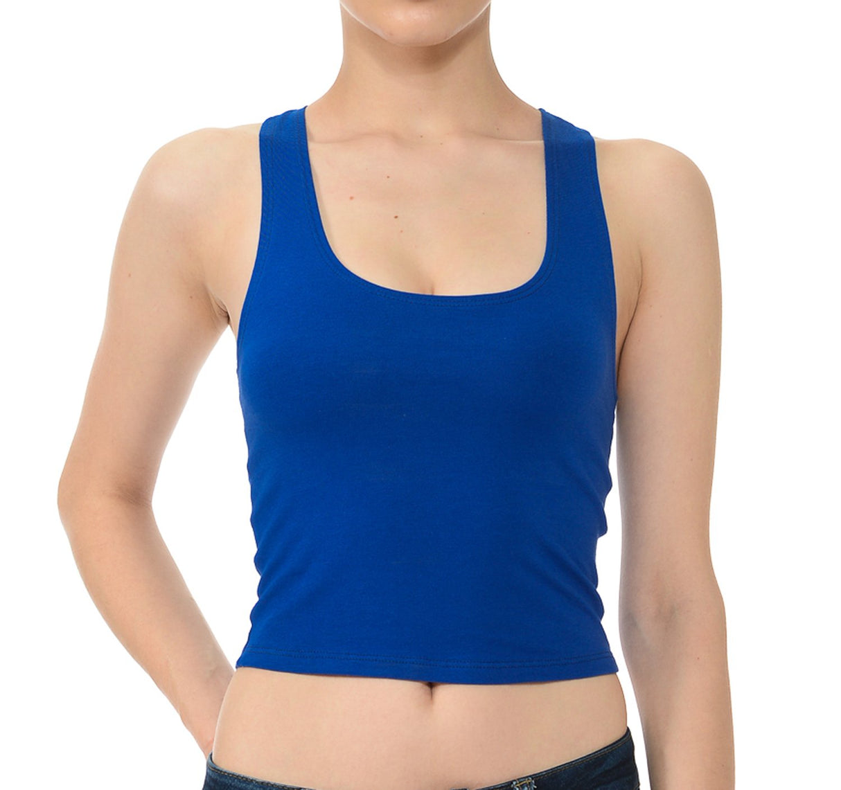 7Wins Women's Casual Solid Sleeveless Crop Top Basic Round Neck Tank Top