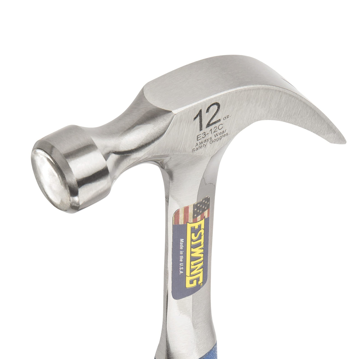 ESTWING Hammer - 12 oz Curved Claw with Smooth Face & Shock Reduction Grip - E3-12C