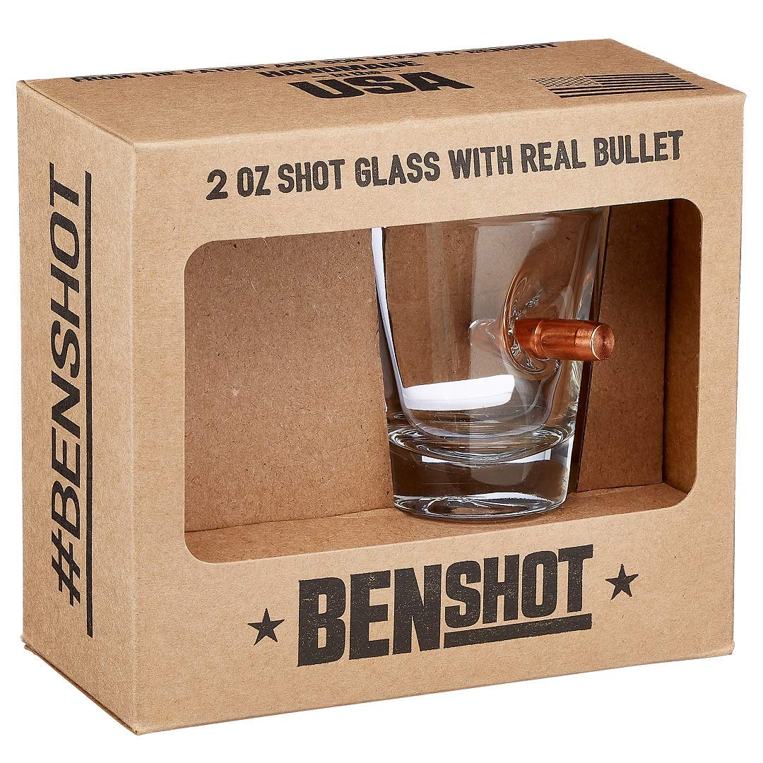 BenShot 'Merica Shot Glass with Real .308 Bullet - 2oz | Made in the USA