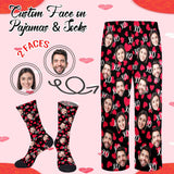 Custom Pajamas Pants with Photo for Men Women:Made in USA Personalized Pajama Trousers,Gifts for Wife Husband