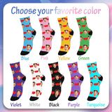 Custom Face Socks with Photo Novelty Crew Socks, Personalized Red Hearts Unisex Crew Sock Gifts for Men Women Made in USA