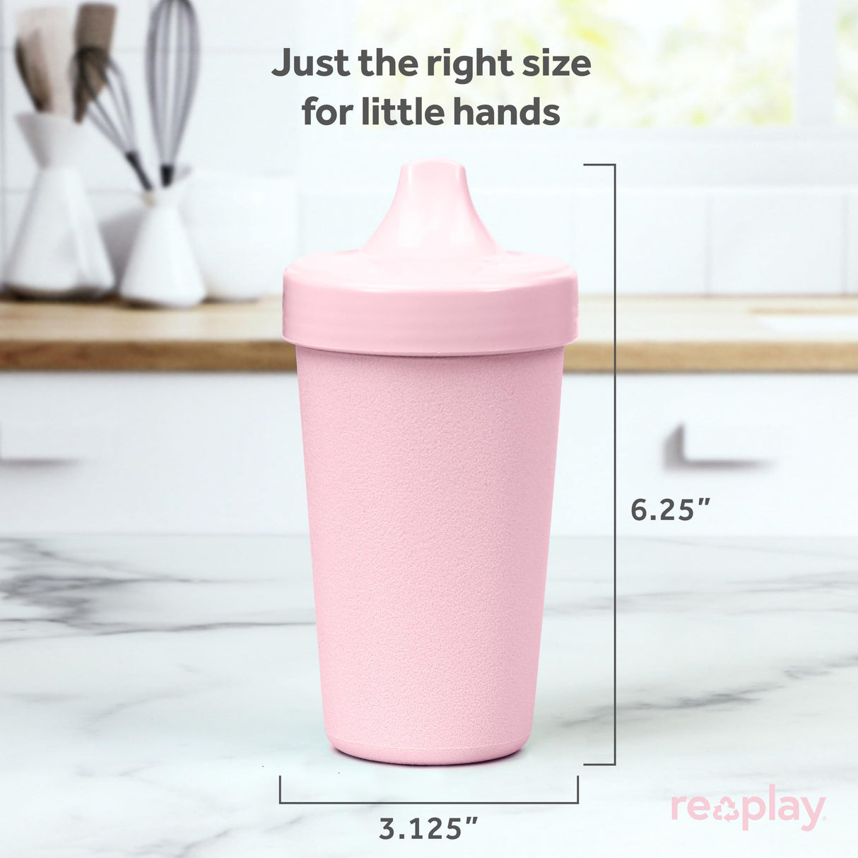Re-Play Made in USA 10 Oz. Sippy Cups for Toddlers, Pack of 4 - Reusable Spill Proof Cups for Kids, Dishwasher/Microwave Safe - Hard Spout Sippy Cups for Toddlers 3.13" x 6.25", Desert Roses