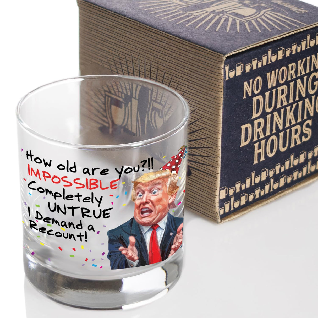 Funny Trump Birthday Glass - Trump Birthday Gifts for Men, Donald Trump Gifts for Men, Funny Birthday Gift for Women, Trump Gifts, Birthday Gift for Husband, Trump Stuff, Maga Merch (SHOT GLASS)