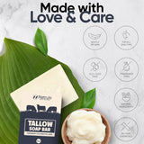 Beef Tallow Soap Bar – All Natural Grass Fed Tallow Soap Unscented – Moisturizing Face & Body Wash Great for Eczema, Dry, Itchy, Sensitive Skin – Handcrafted Bath Soap for Adults, Kids, Made in USA