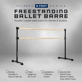 VITA Barre Portable Freestanding Double Ballet Barre, Extreme, Wood | Fixed Height, Made in USA, Home or Gym Exercise Equipment for Kids & Adults | Dance, Fitness, Pilates