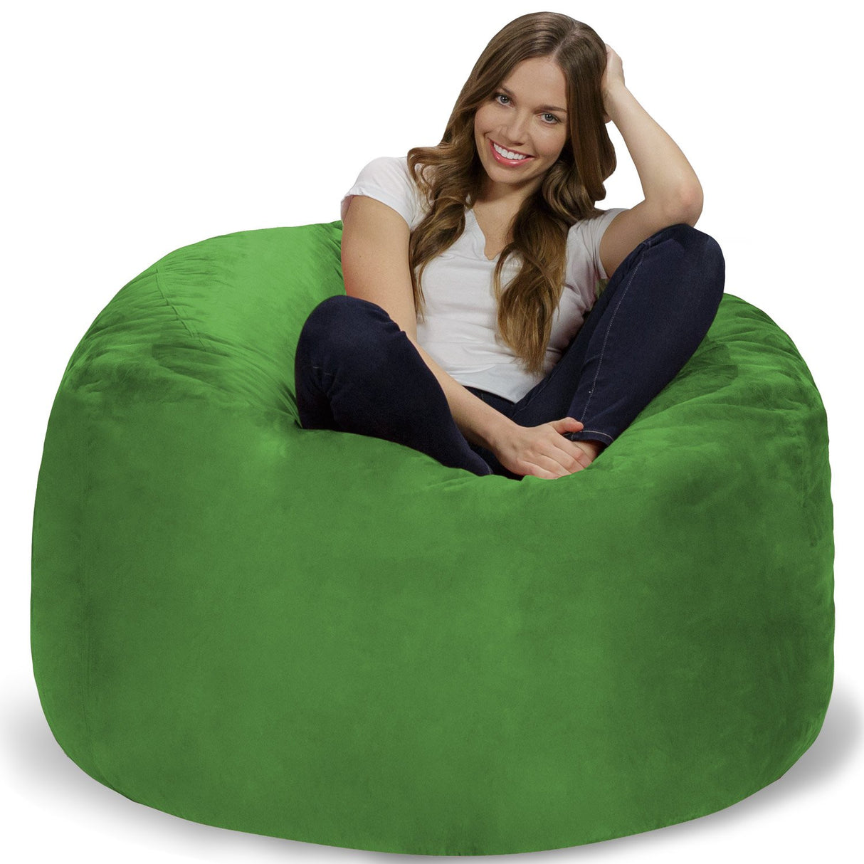 Chill Sack Bean Bag Chair: Giant 4' Memory Foam Furniture Bean Bag - Big Sofa with Soft Micro Fiber Cover - Black