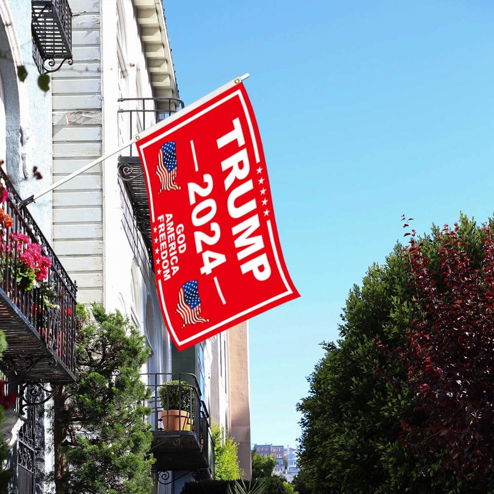 Trump 2024 Flags 3x5 Outdoor Made in USA-Double Sided 3 Ply Heavy Duty Take America Back with 4 Pcs Trump 2024 Sticker,Trump 2024 Flags Banner for Outside with 2 Brass Grommets(Red)