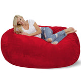Chill Sack Bean Bag Chair: Huge 6' Memory Foam Furniture Bag and Large Lounger - Big Sofa with Soft Micro Fiber Cover - Red Furry
