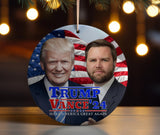 Trump Vance 2024 Christmas Ornament 2024, Christmas Tree Decor, Political Trends, Ceramic Ornament, Gift for her and Him, Made in USA.