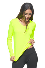 Expert Brand USA-Made Women's Drimax Dry Fit V Neck Athletic Long Sleeve