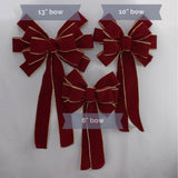 Ivory Brushed Velvet Gold Lame Backed Wire Edge Christmas Bow - Handcrafted in USA (8 inch bow)