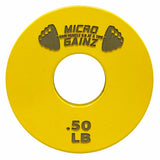 Micro Gainz Standard 1-Inch Center Hole Yellow .50LB Fractional Weight Plates 8 Piece Set- Designed for Standard 1-Inch Barbells and Dumbbells, Made in USA