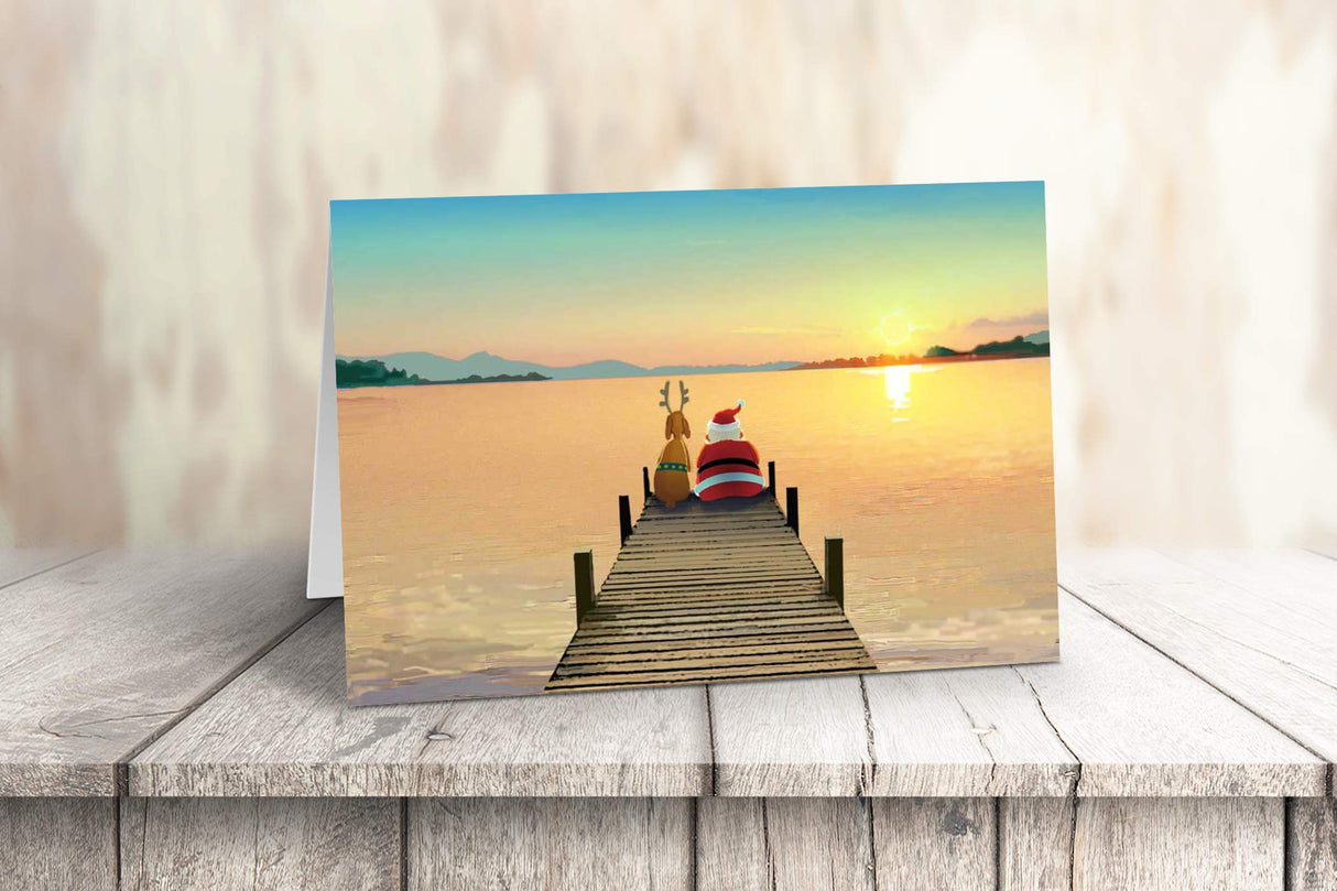 Stonehouse Collection | Dock Sunset Christmas Card | 18 Boxed Holiday Cards and Envelopes | USA Made | Boating, Beach, Nautical