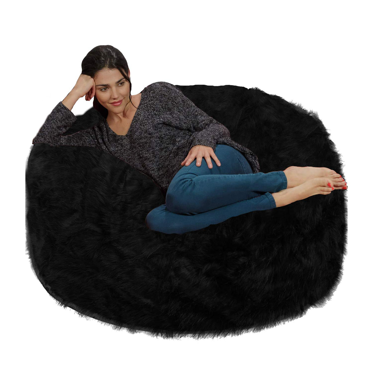 Chill Sack Bean Bag Chair: Giant 4' Memory Foam Furniture Bean Bag - Big Sofa with Soft Micro Fiber Cover - Black