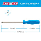 CHANNELLOCK P206H #2 x 6-inch Professional Phillips Screwdriver, Magnetic Tip, Made in USA, Molded Tri-Lobe Grip