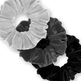 Velvet Scrunchies 3-Pack Gift Set Premium Plush Ponytail Holder Made in the USA Burgundy Forest Black