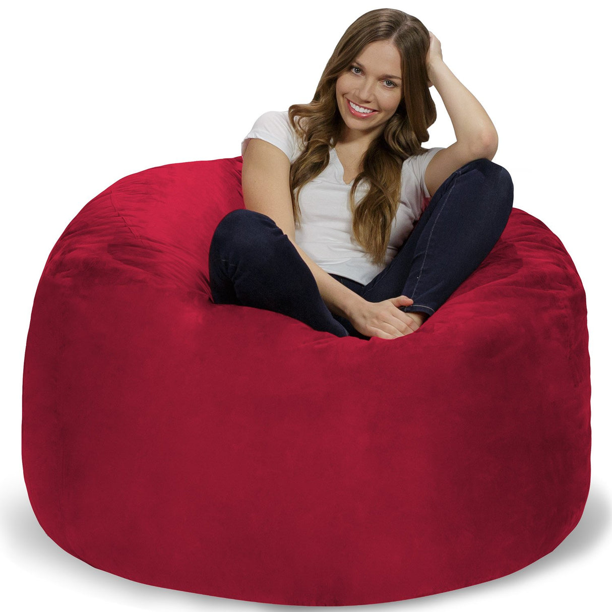 Chill Sack Bean Bag Chair: Giant 4' Memory Foam Furniture Bean Bag - Big Sofa with Soft Micro Fiber Cover - Black