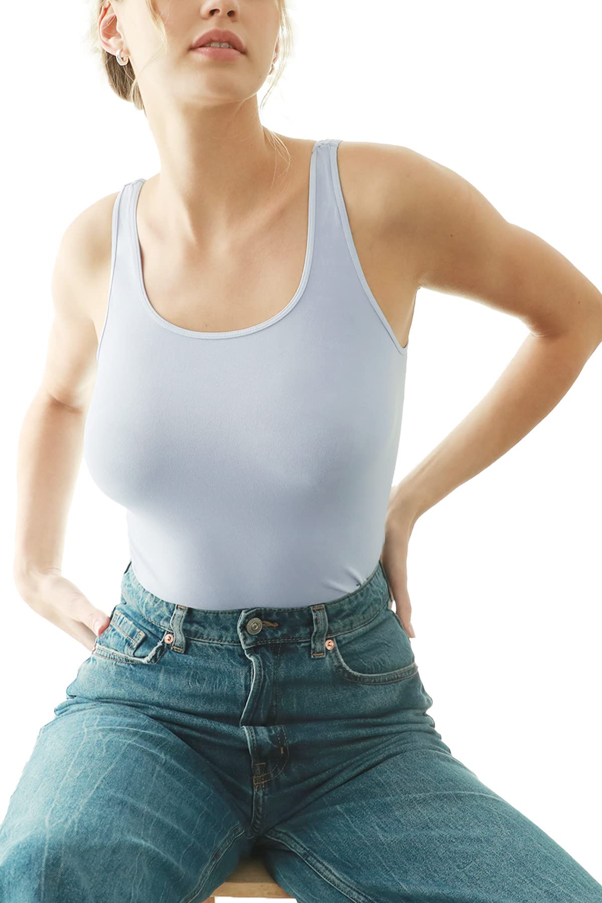 NIKIBIKI Women Seamless Basic Jersey Tank Top, Made in U.S.A, One Size