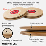 OPTP Pro Rotating Discs (Pair) – 11” Wooden Rotator Discs for Strength and Balance Training, Use as Pilates Discs, a Twist Board for Exercise or Core Workout, and Range of Motion - Made in the USA