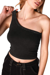 NIKIBIKI Women Seamless Vintage One Shoulder Crop Top, One Size