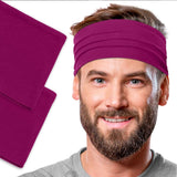 Men's Cotton Headbands Sweatbands 5" Wide Sports Fitness Yoga Fashion Made in USA