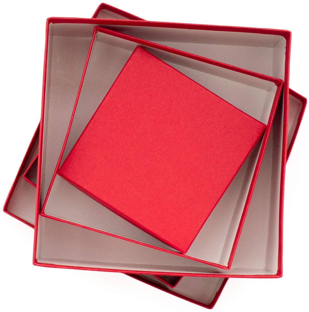 Made in USA Recycled Paper Kraft Boxes – 3.25”, 4.25” & 5.25” – Nested Squared Boxes with Lids (Small Set of 3 - Christmas Plaid)