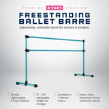 VITA Barre Portable Freestanding Double Ballet Barre, Prodigy, Aluminum | Adjustable Height, USA Made, Home or Gym Exercise Equipment for Kids & Adults | Dance, Fitness, Pilates