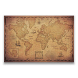 Push Pin World Map Board - With Push Pins to Mark World Travel - Handmade in Ohio, USA - Design: Golden Aged (48" x 32")