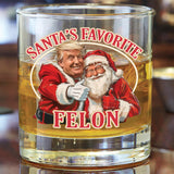 Funny Christmas Santa's Favorate Whiskey Glass 10.5oz, Christmas Gift for Husband, Stepfather Gift Idea, Gag Gift, Unique Gifts for Men, Gift for Dad from Daugther - Made in the USA