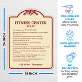 Sigo Signs, Fitness Center Rules Use Equipment at Your Own Risk Décor Sign, Green Light, 12x18 Inches, ACM, Fade Resistant, Made in USA