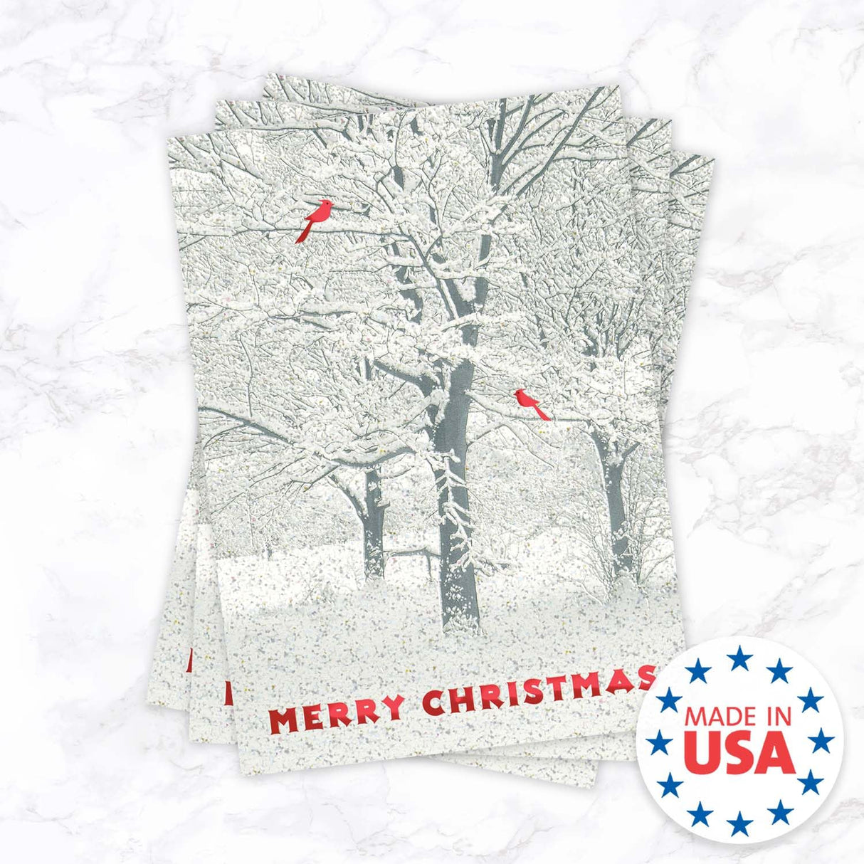 Masterpiece Sparkling Santa Christmas Cards / 16 Festive Holiday Cards Set With White Envelopes / 5 5/8" x 7 7/8" Winter Gold Foil Greeting Cards With Inside Verse/Made In The USA