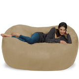Chill Sack Bean Bag Chair: Huge 6' Memory Foam Furniture Bag and Large Lounger - Big Sofa with Soft Micro Fiber Cover - Red Furry