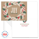 Painted Kraft Style Holiday Cards / 24 Modern Christmas Note Cards With White Envelopes / 4 5/8" x 6 1/4" Illustrated Faux Kraft Greeting Cards / 6 Cheery Winter Designs/Made In The USA