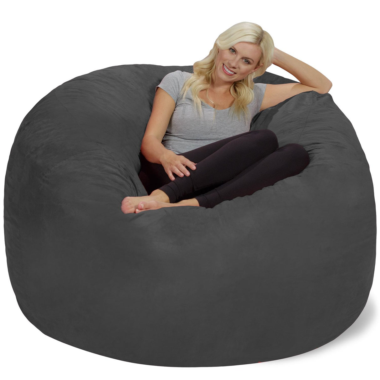 Chill Sack Bean Bag Chair: Giant 6' Memory Foam Furniture Bean Bag - Big Sofa with Soft Micro Fiber Cover, Charcoal