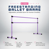 VITA Barre Portable Freestanding Double Ballet Barre, Prodigy, Aluminum | Adjustable Height, USA Made, Home or Gym Exercise Equipment for Kids & Adults | Dance, Fitness, Pilates