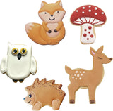 Woodland Cookie Cutters 5-Pc. Set Made in USA by Ann Clark, Fox, Deer, Owl, Hedgehog, Mushroom