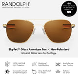 Randolph USA | Gold Classic Aviator Sunglasses for Men or Women 100% UV