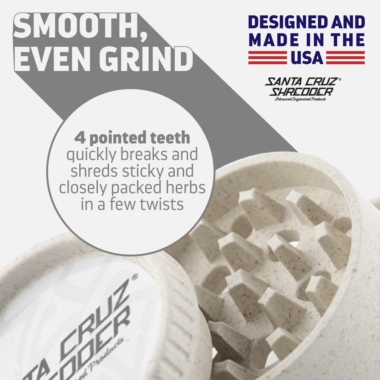 Santa Cruz Shredder Herb and Spice Grinder Made in USA (White)