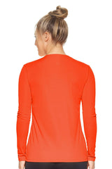 Expert Brand USA-Made Women's Drimax Dry Fit V Neck Athletic Long Sleeve