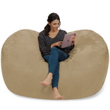 Chill Sack Bean Bag Chair: Huge 6' Memory Foam Furniture Bag and Large Lounger - Big Sofa with Soft Micro Fiber Cover - Red Furry