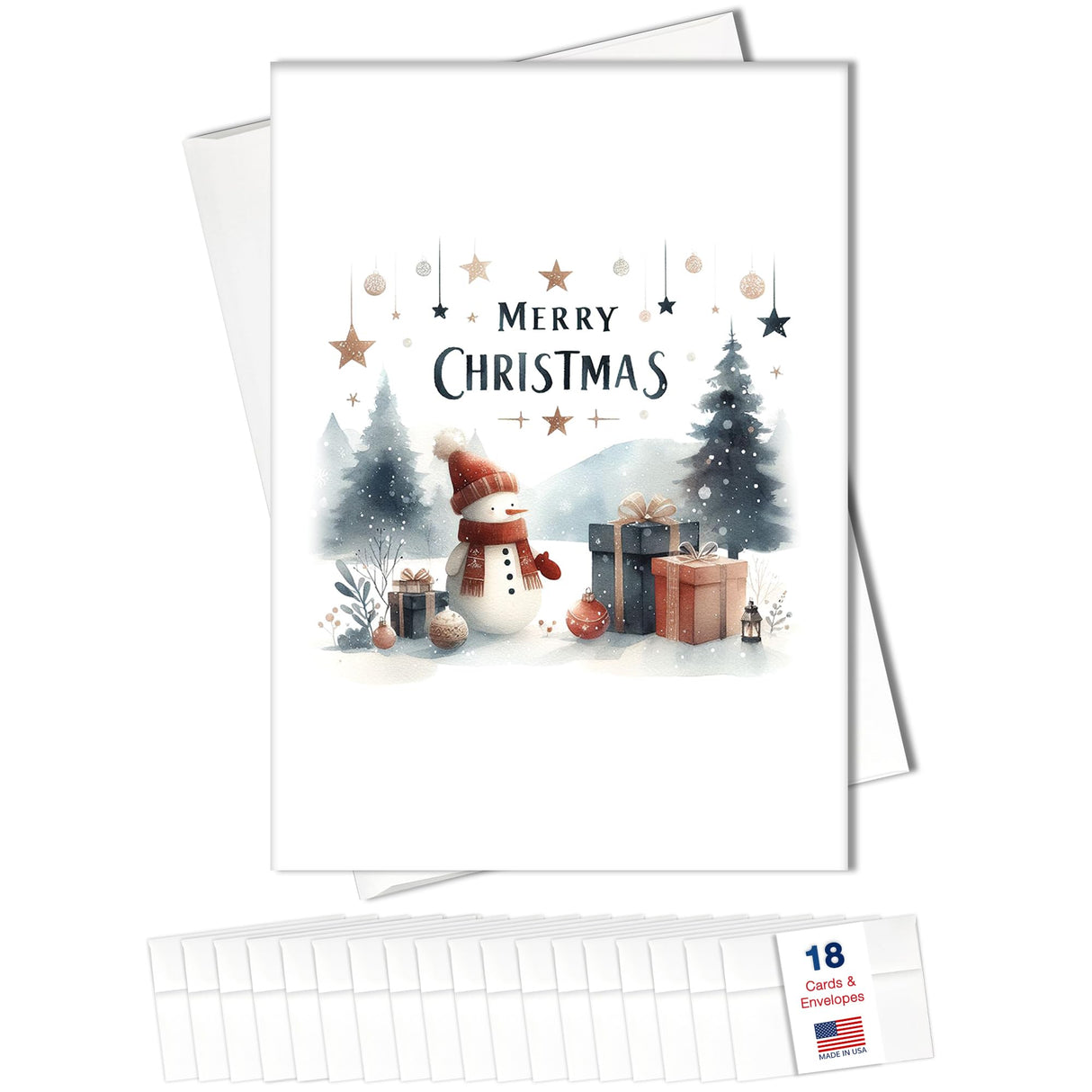 Merry Christmas Cards for Business & Family (Variety Pack 4 Seasonal Designs) Bulk Greeting Card Set Pack of 20 Holiday Cards with Envelopes (5x7 inch - A7) Office, Work, Employees & Clients VP2404