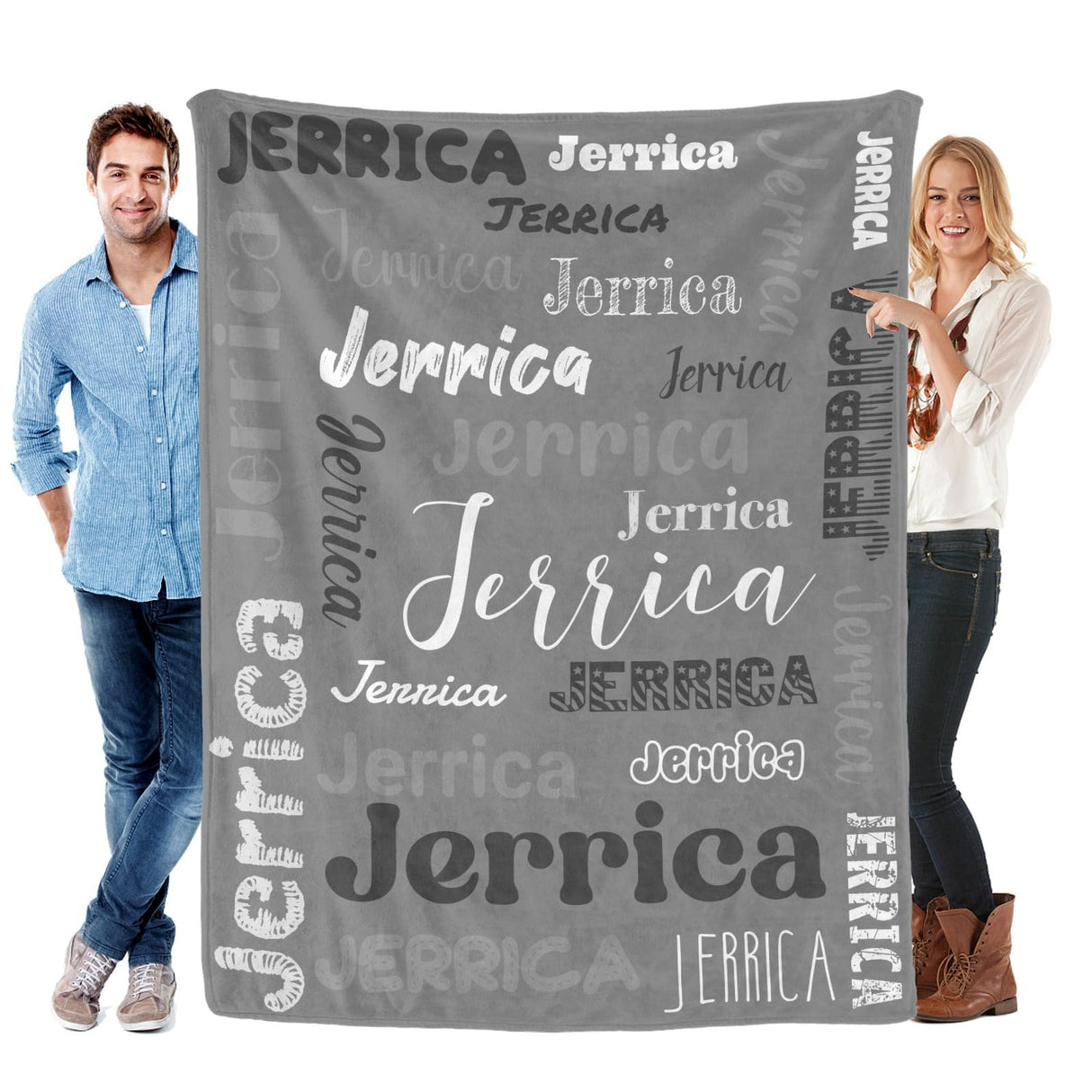 Custom Blanket with Name, Soft Cozy Personalized Name Blankets for Kids, Girls, Boys, Adults, Customized Christmas Blanket for Women, Men, Newborn, New Mom, Red Colors, Made in USA