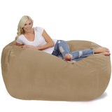 Chill Sack Bean Bag Chair: Huge 6' Memory Foam Furniture Bag and Large Lounger - Big Sofa with Soft Micro Fiber Cover - Red Furry