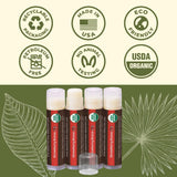 USDA Organic Lip Balm 6-Pack by Earth's Daughter Stocking Stuffers - Fruit Flavors, Beeswax, Coconut Oil, Vitamin E - Best Lip Repair Chapstick for Dry Cracked Lips - Moisturizing Lip Care