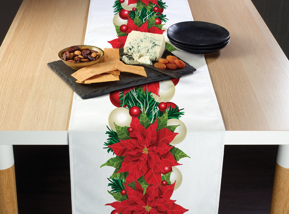 Christmas Table Runners | Garland Table Runner | Winter Decorations for Home | Festive Holiday Table Decor | Kitchen Dining Table Runner | Made in The USA | 14" x 108" Long