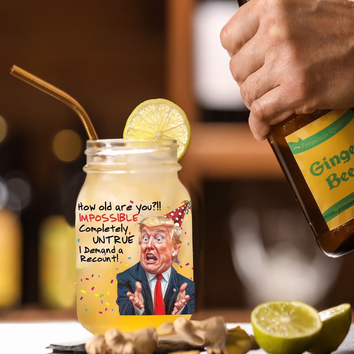 Funny Trump Birthday Glass - Trump Birthday Gifts for Men, Donald Trump Gifts for Men, Funny Birthday Gift for Women, Trump Gifts, Birthday Gift for Husband, Trump Stuff, Maga Merch (SHOT GLASS)