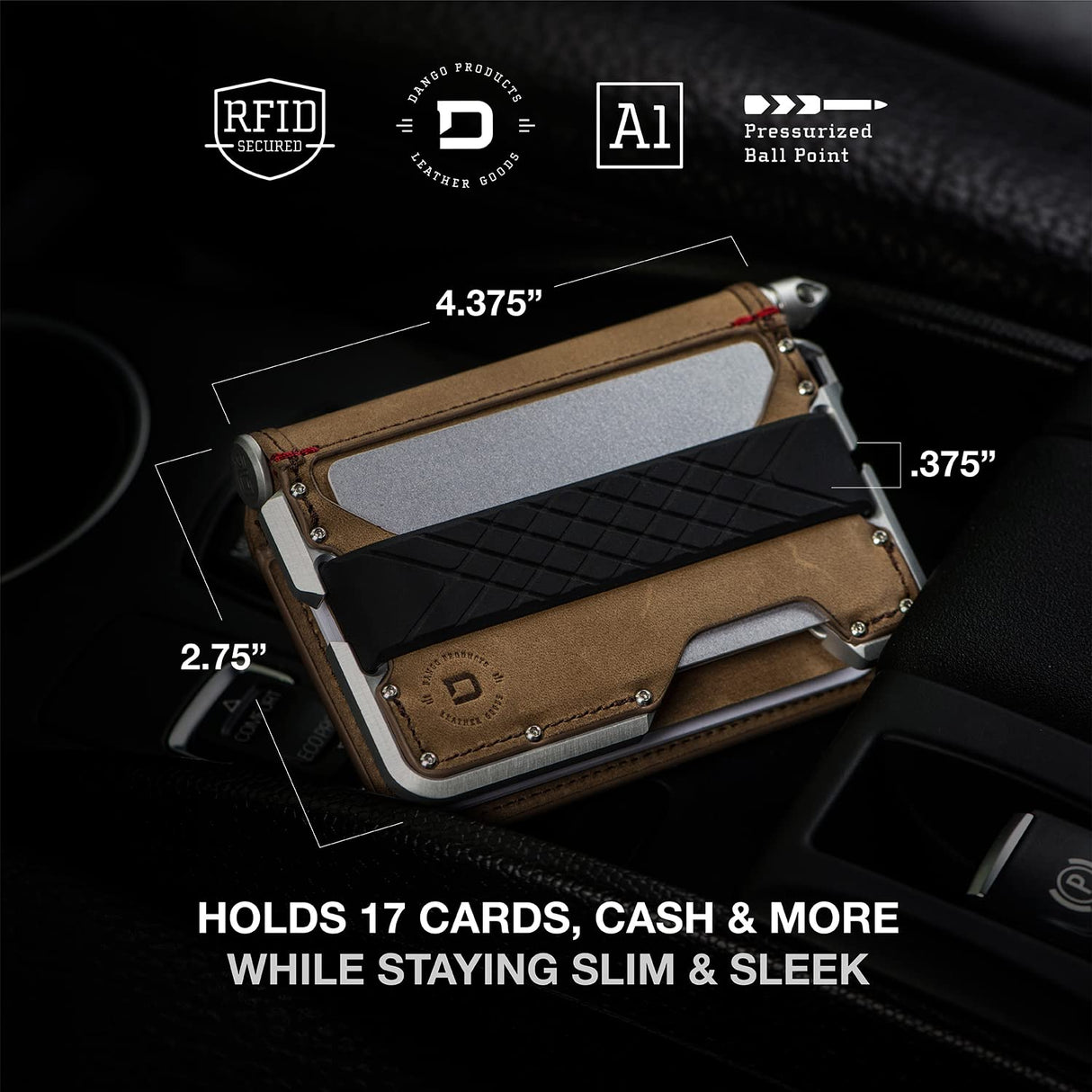 Dango Slim Minimalist Wallet for Men - RFID Blocking - Bifold, with Pen and Notebook