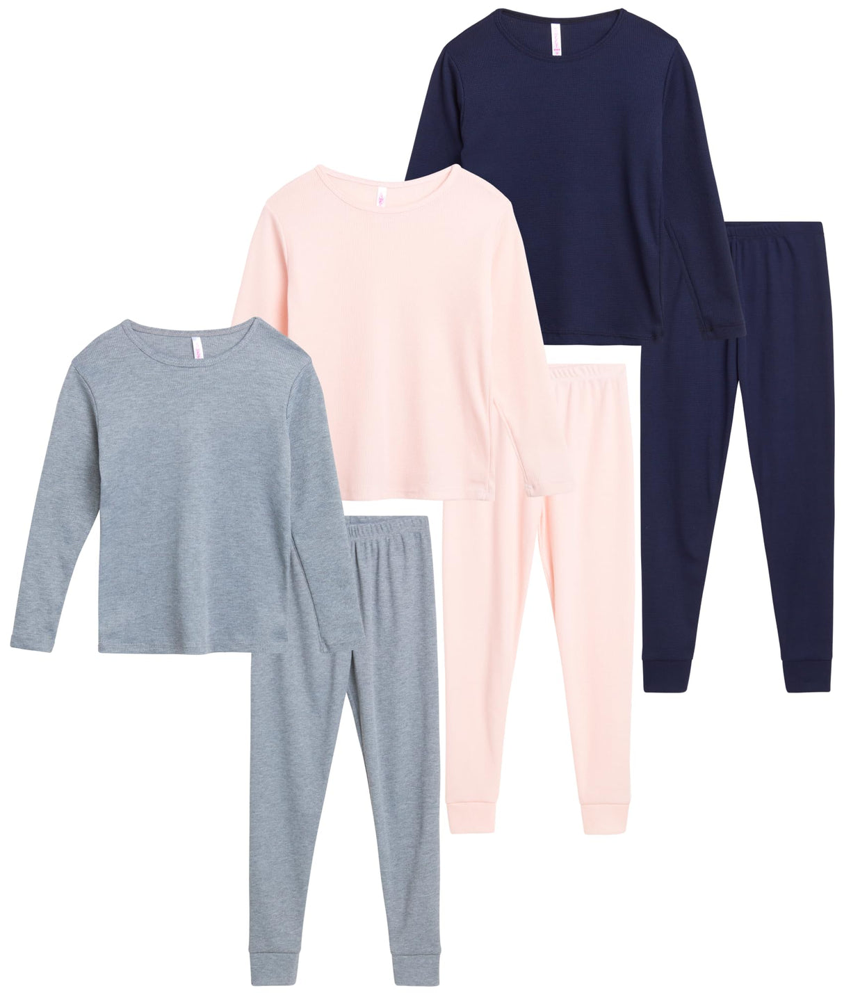 Sweet Hearts Girls' Thermal Underwear Set - 6 Piece Waffle Knit Top and Long Johns Base Layer Set: Made in USA (2T-16)