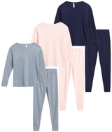 Sweet Hearts Girls' Thermal Underwear Set - 6 Piece Waffle Knit Top and Long Johns Base Layer Set: Made in USA (2T-16)