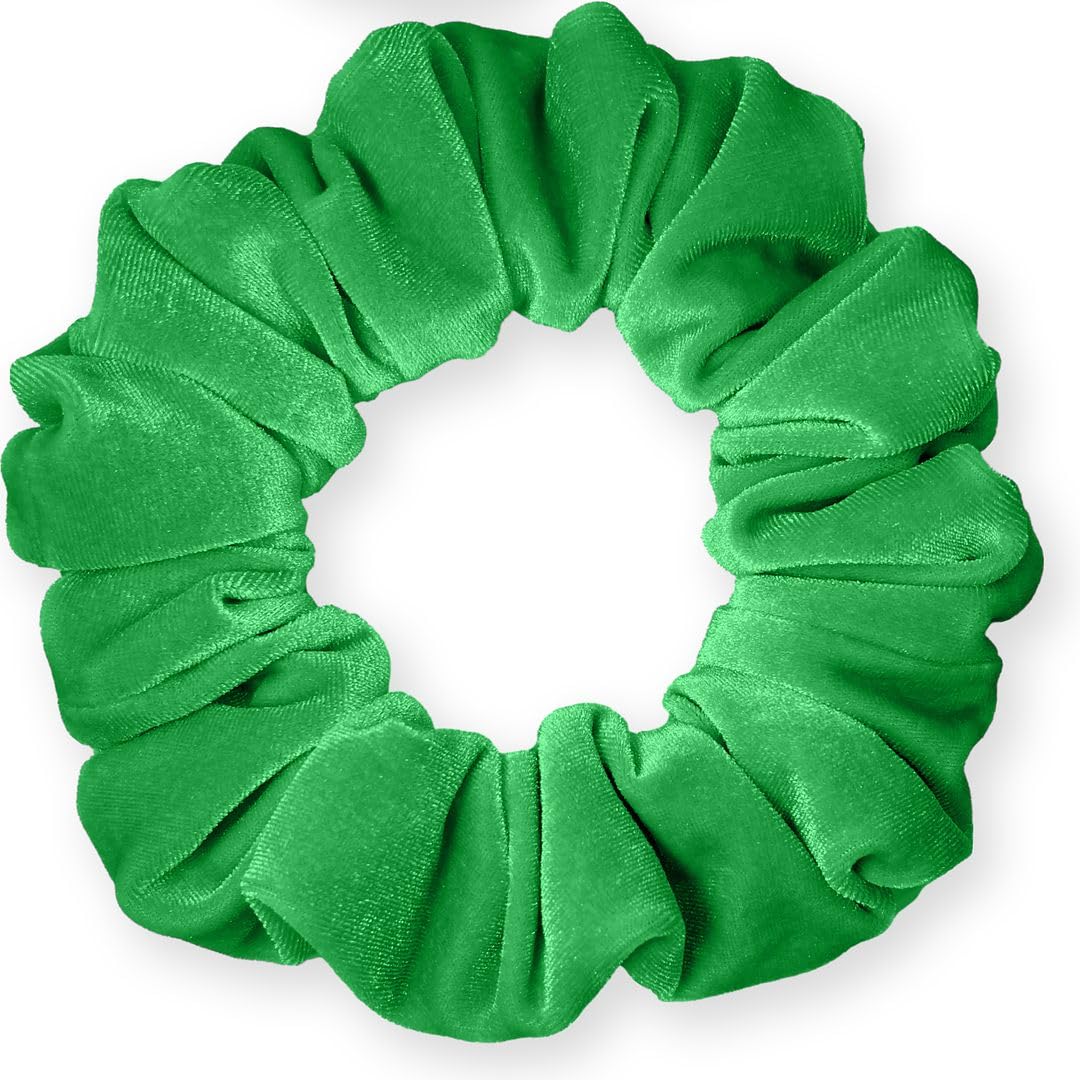 Velvet Scrunchies Jumbo Size Plush Big Ponytail Holders Thick Braided Locked Hair Big Made in the USA Green Pine
